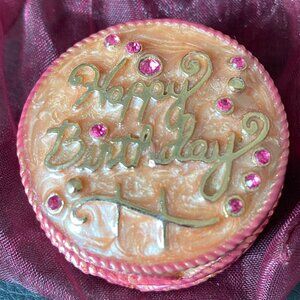 MONET collectible enamel trinket box, Happy Birthday